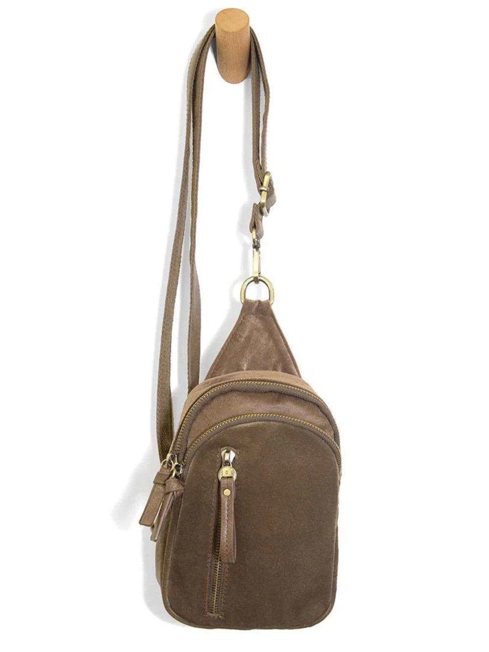 Joy Susan Velvet Skyler Sling Bag in Cocoa - Picture 3 of 5